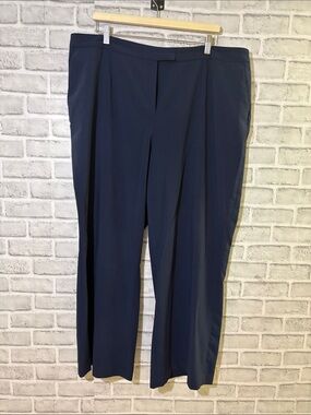 Jones New York Dark Navy Pleated Straight-Leg Trousers 20W stretch